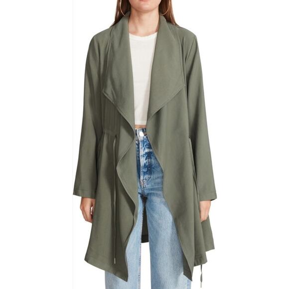 Steve Madden New Women's Drape Collar Open Front Jacket Coat Duster Green Small - Picture 1 of 11